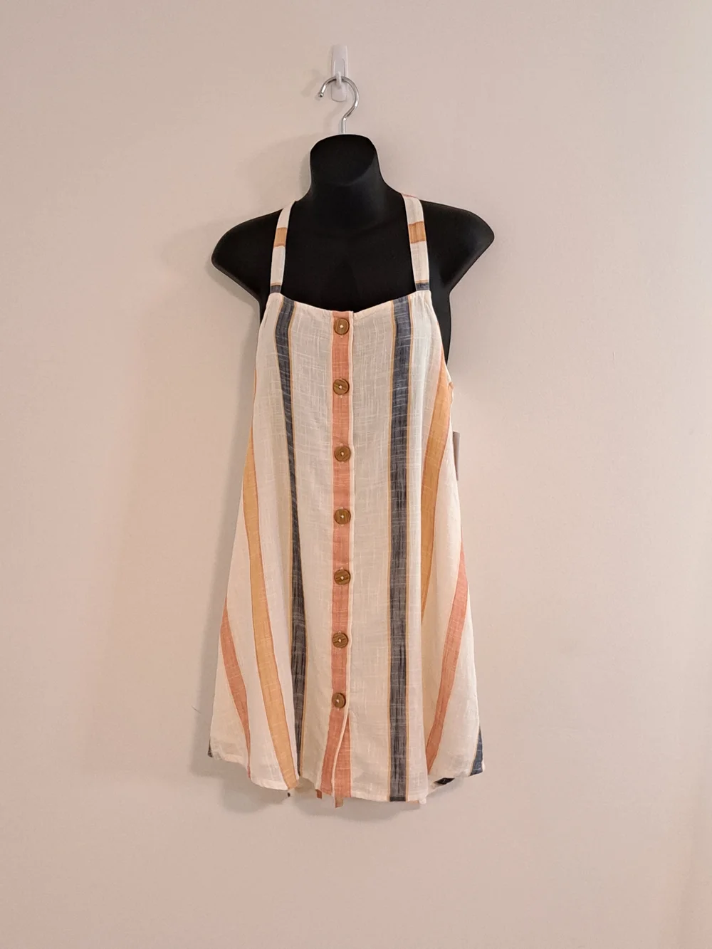 O'Neill Drey Multi Striped Dray Mini Dress Cross Back Straps Size Small NWT - Picture 5 of 10